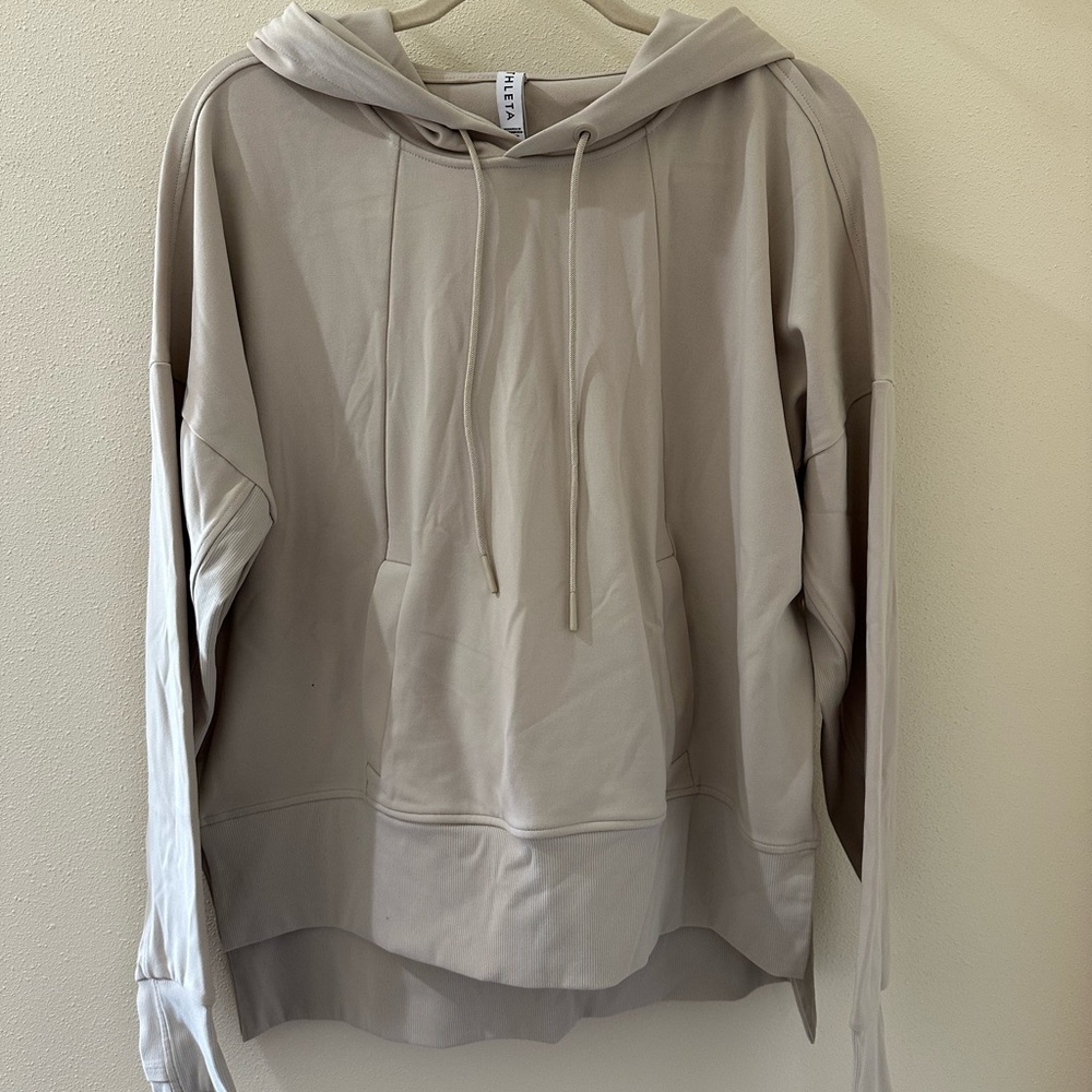EUC Athleta Hooded Sweatshirt in taupe size large